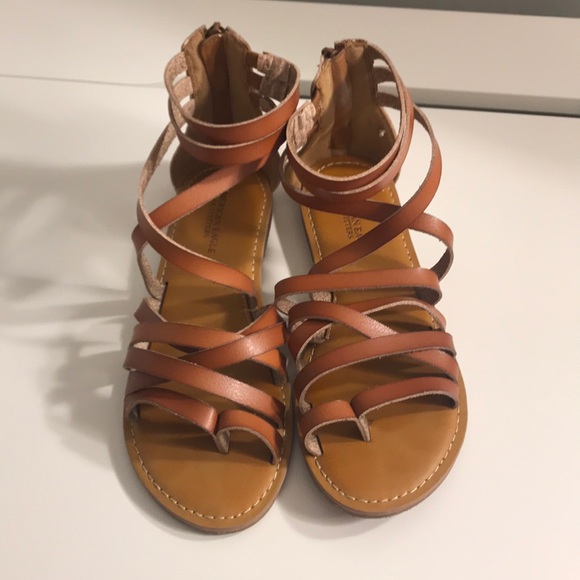 American Eagle Outfitters Shoes - Brown Leather Strappy Sandals